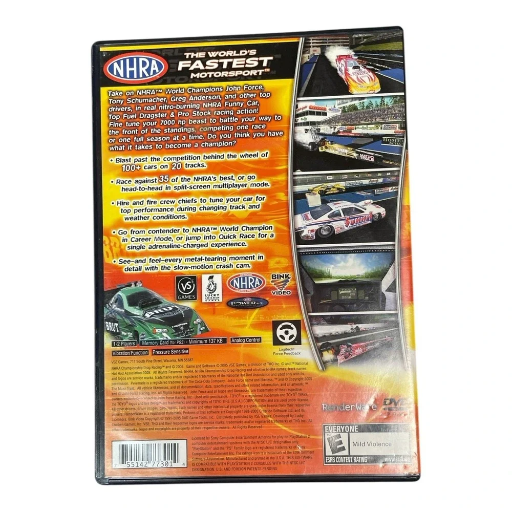 NHRA Championship Drag Racing Sony PlayStation 2 Video Game